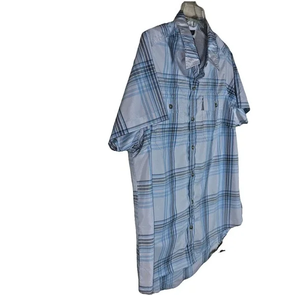 Eddie‎ Bauer Women's L  Blue Plaid  Button-Down Shirt Short Sleeve NWT - Picture 3 of 6
